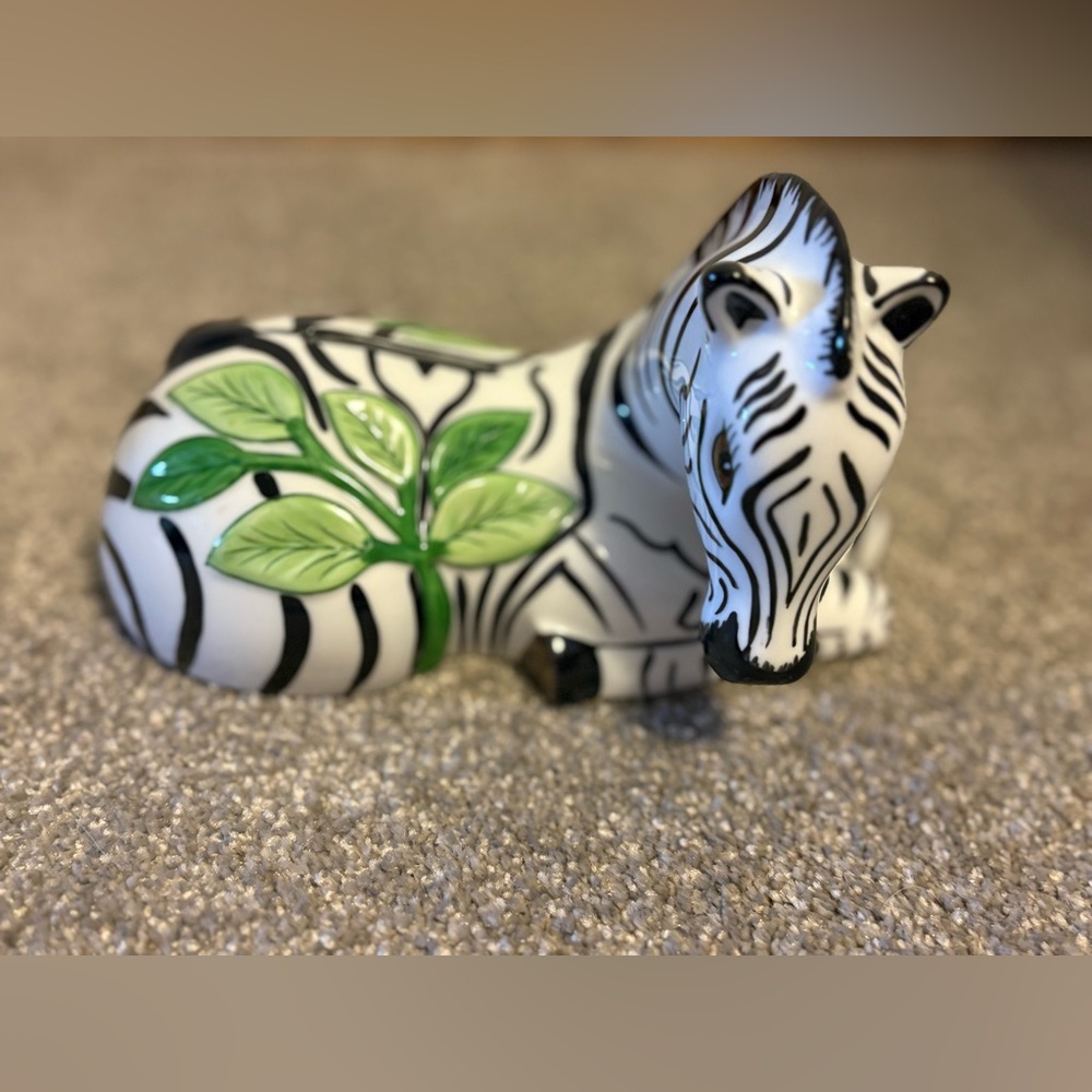 Vintage Lynn Chase “Jungle Party” Ceramic Zebra Bank